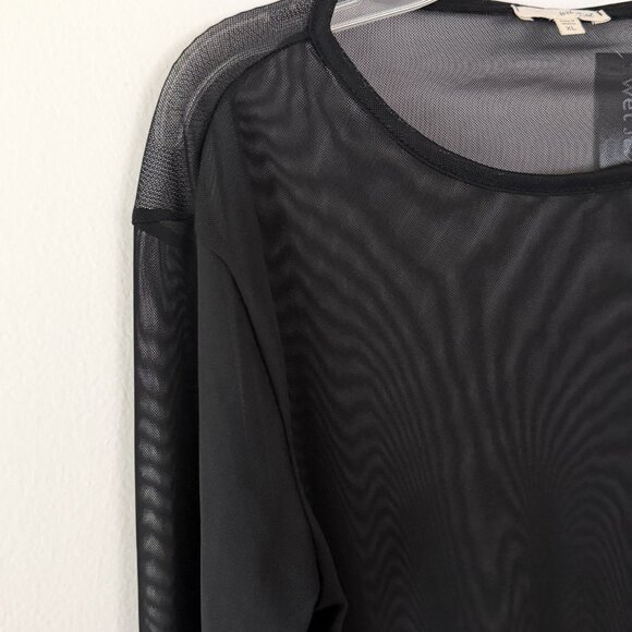 wet seal NWT // black sheer mesh longsleeve bodysuit XL - Picture 3 of 6